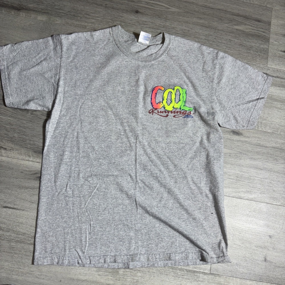 Cool Runnings Ocho Rios Jamaica T-Shirt Gildan Ultra Cotton Gray Y2K Graphic Tee - Picture 2 of 5